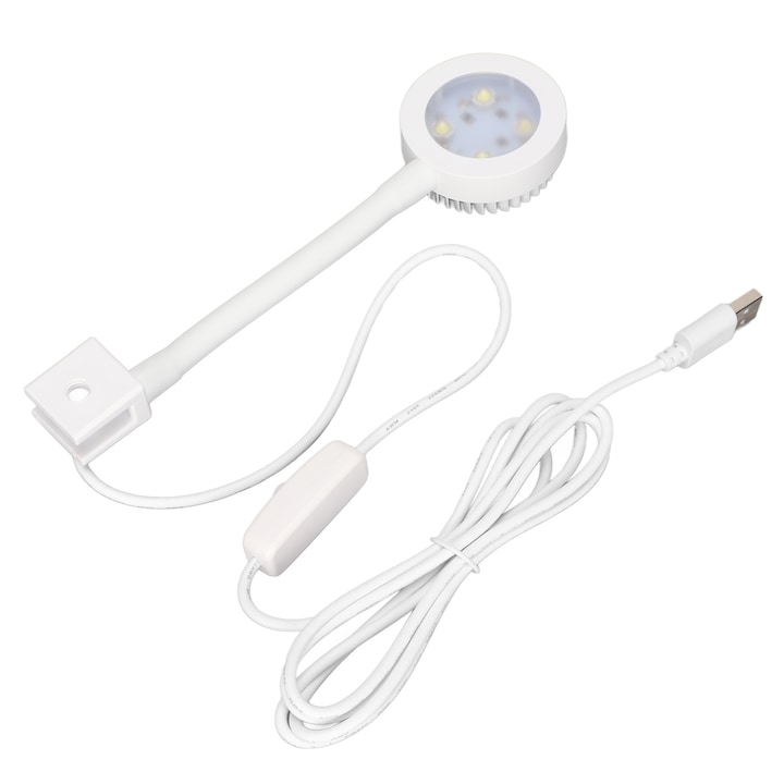 Lampa LED pentru acvariu, AMRINUGL, Plastic, Rotatie 360°, 430lm, 10mm, 7000-8000K, Alb