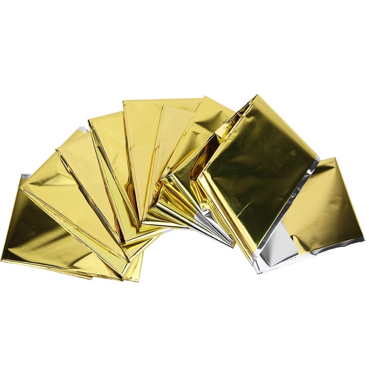 Set 5 folii de supravietuire de urgenta, AMRINUGL, auriu, 210x140cm