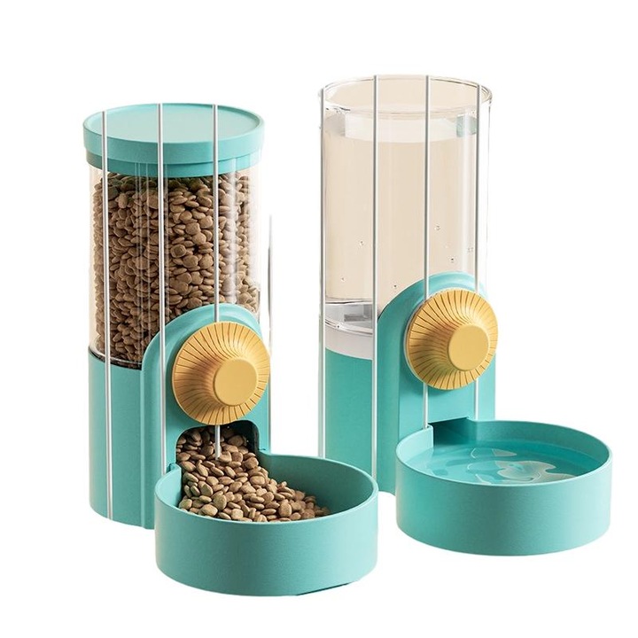 Dispenser apa si hrana pentru animale, AMRINUGL, 33.8oz, 8.3x4.3x8.7 inch, verde