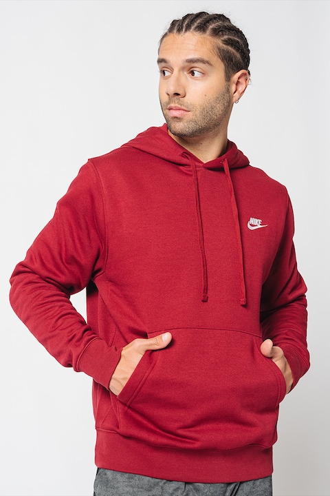 Nike, Худи Sportswear Club с джоб кенгуру, Тъмночервен