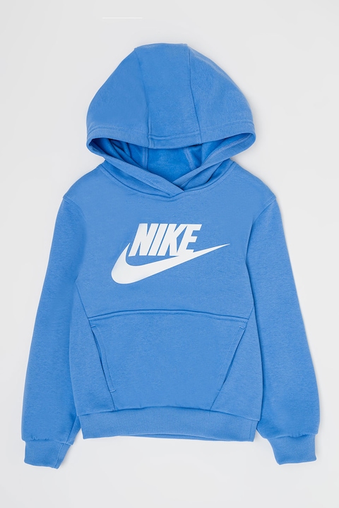 Nike, Худи Club с гумирано лого, Бял/Пастелносин