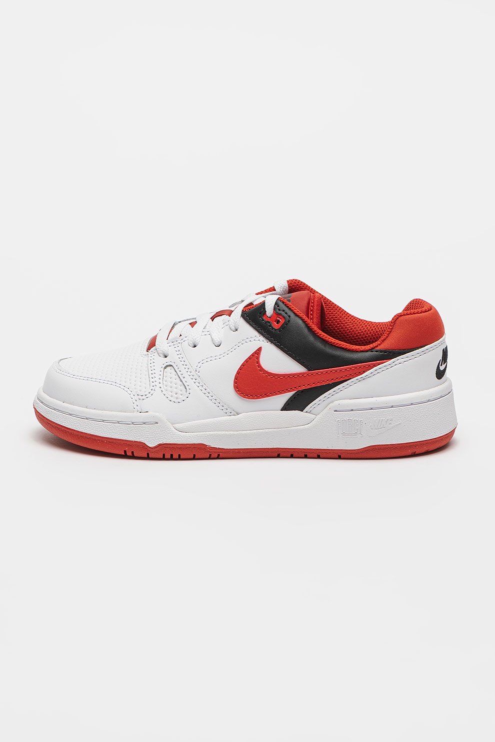 Nike, Pantofi sport low-cut din piele si piele ecologica Full Force, Rosu, Alb, Negru, 39 EU