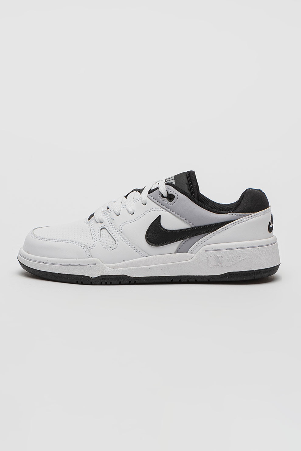 Nike, Pantofi sport low-cut din piele si piele ecologica Full Force, Alb, Negru, Gri deschis, 36 EU