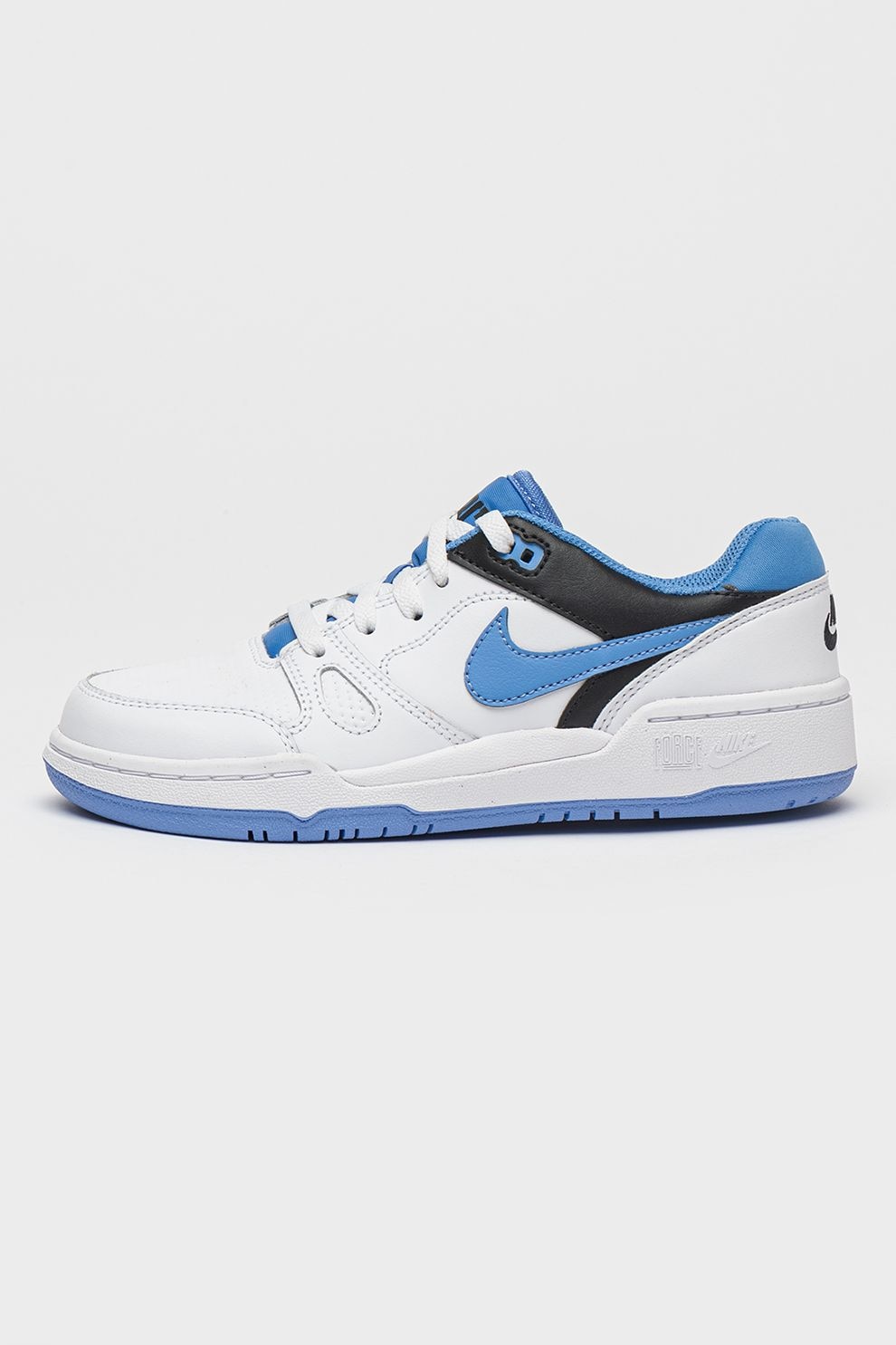Nike, Pantofi sport low-cut din piele si piele ecologica Full Force, Alb, Albastru lavanda, 36.5 EU
