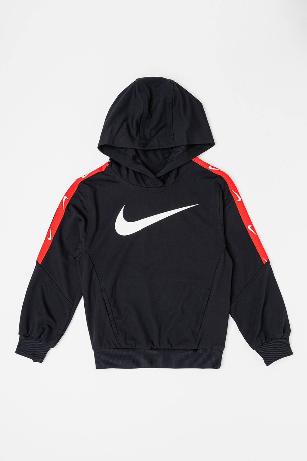 Nike, Hanorac cu imprimeu logo supradimensionat, Rosu, Alb, Negru