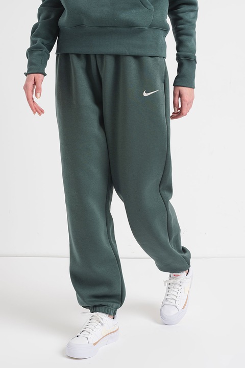 Nike, Уголемен спортен панталон Phoenix с висока талия, Морско зелено