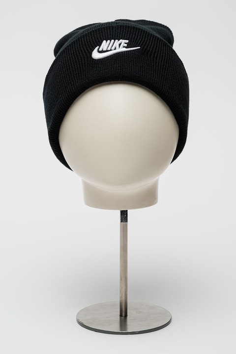 Nike, Caciula unisex cu logo brodat Peak, Alb/Negru, 52-62 CM