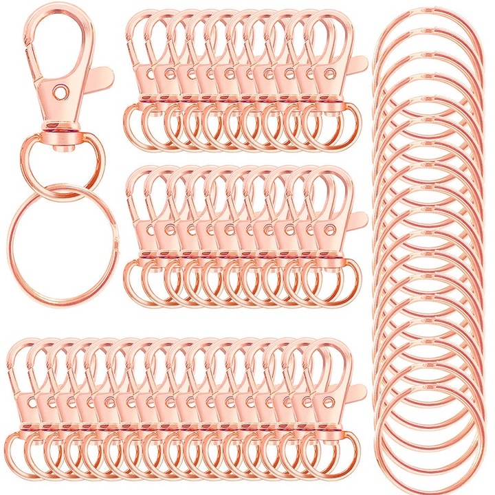 60 db kulcstartó készlet, fém, rózsaszín