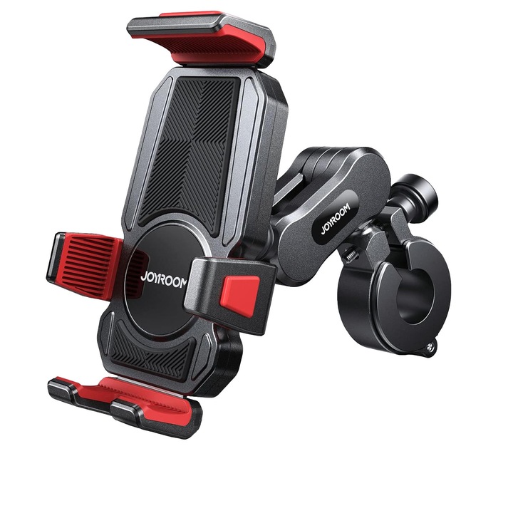 JoyRoom JR-ZS361 kerékpár/motoros telefontartó, oldalsó bilincsek, alumínium ház - fekete