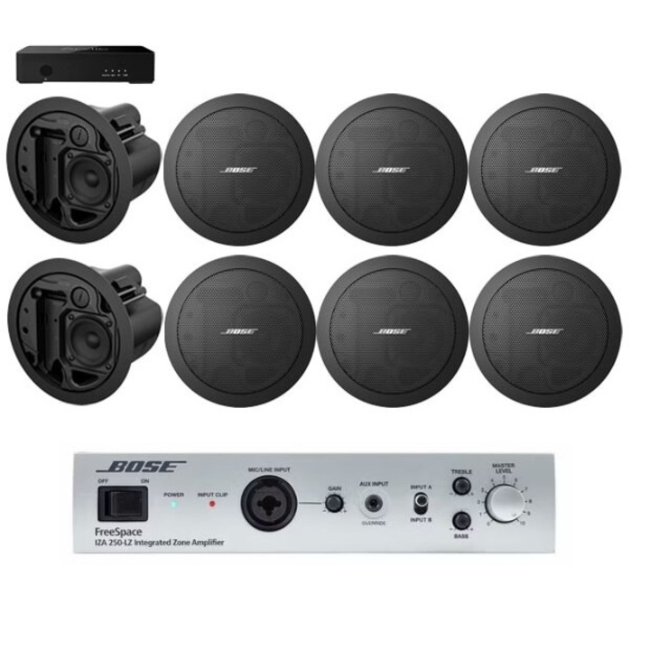 Sistem audio tavan Bose Freespace FS2C-IZA250, 8 boxe, Negru, Wi-Fi, 2 zone