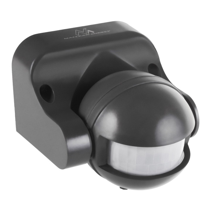 Senzor de miscare PIR cu infrarosu, Maclean MCE358 GR, IP44, 12 m, 1200W, antracit