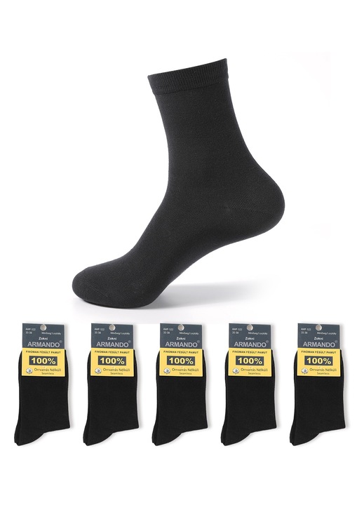 Комплект от 5 чифта, дълги чорапи Armando, памук,, Черен, 38-41
