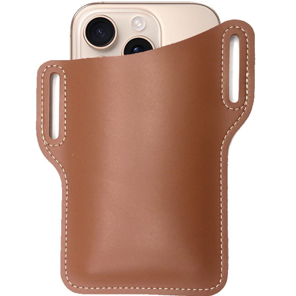 Suport pentru telefon pentru curea, Piele ecologica, husa portofel, Compatibila cu telefoane iPhone 16/iPhone 16 Pro Max 6.5-7.5 Inch, Maro