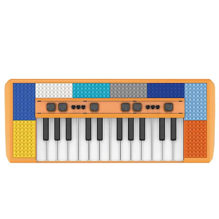 Orga interactiva AliBibi®, cu lumini si zona cu piese de construit Yellow