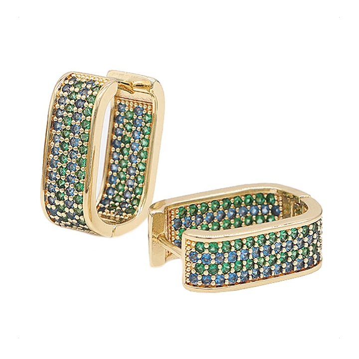 Cercei 925, set zirconiu, pentru femei, de culoare aurie