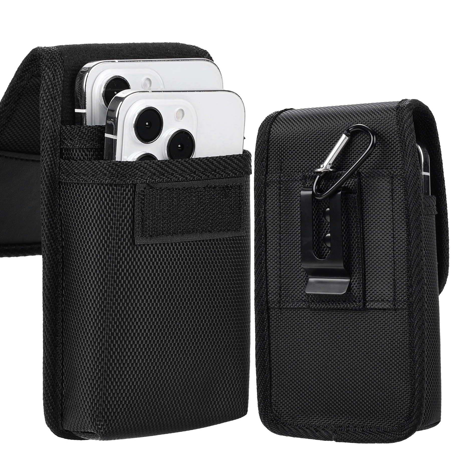 Husa cu centura verticala(XL), husa pentru telefon mobil, suport pentru telefon mobil, suport universal, potrivita pentru Samsung, iPhone, buzunar pliabil, curea, carabinier Clip lateral, carcasa de protectie a mediului, negru