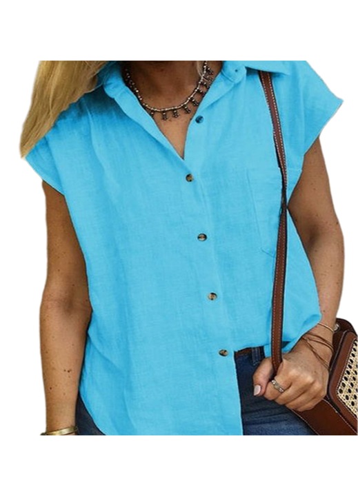 Camasa dama, AMRIUNGL, In/Bumbac, Albastru, XL INTL