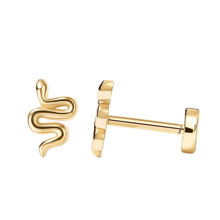 Cercei dama, forme artistice, auriu, argint 925 si inox, 6x5mm