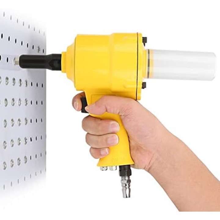 Pistol de nituri pneumatic cu actionare hidraulica, AMRINUGL, carcasa din aluminiu, forta de tragere 1850 kg, design cu cursa lunga