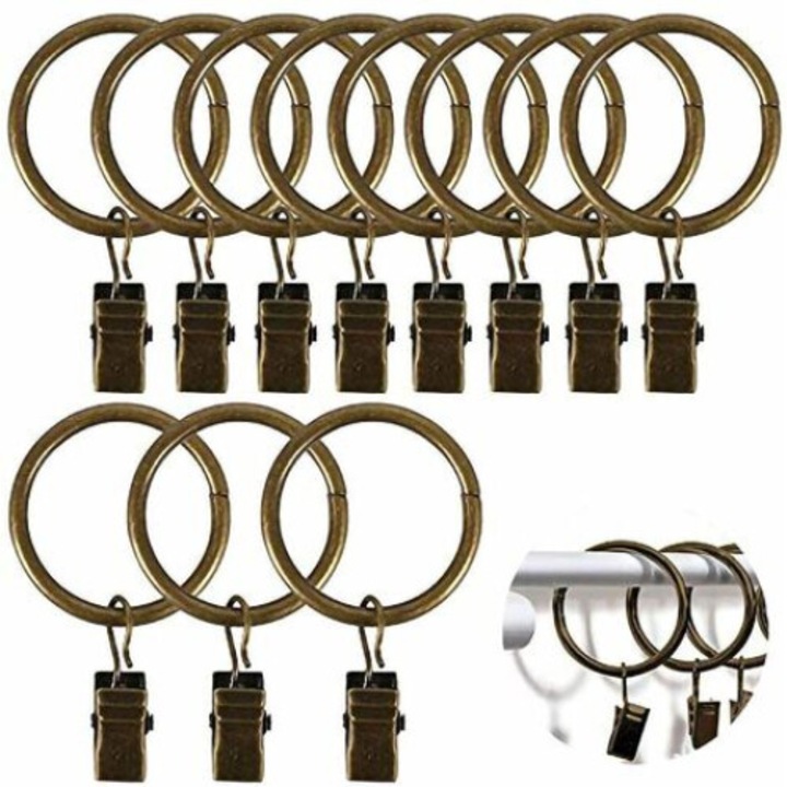 Set 40 inele de perdea, AMRINUGL, 32mm, metal bronz