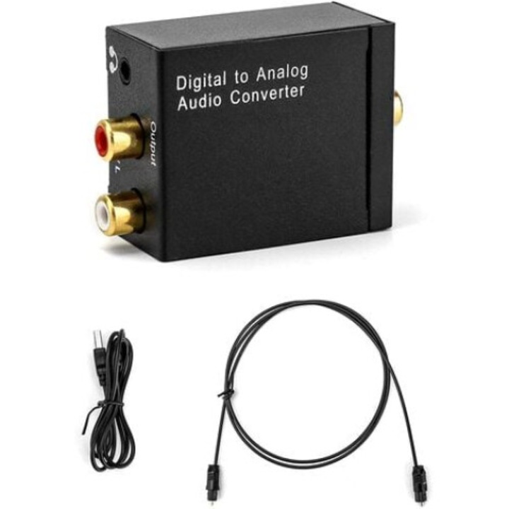 DAC аудио адаптер, AMRINUGL, RCA L/R, 3,5 mm изход за слушалки, оптичен кабел