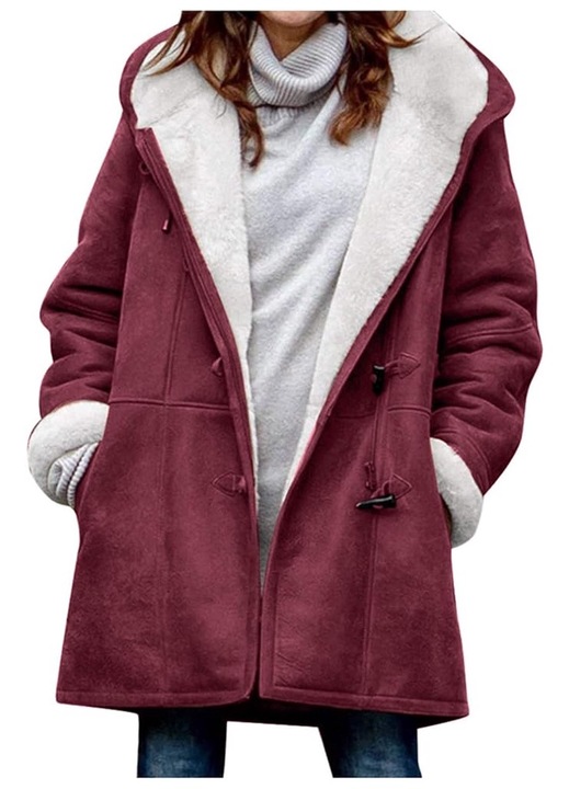 Дамско зимно яке, AMRIUNGL, Памук, Вишна