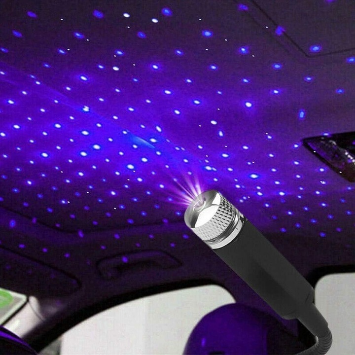 Lampa proiector LED USB, lumina mov, ajustabila, portabila, 360° rotativa