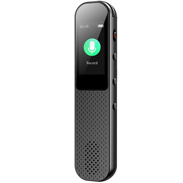 Цифров диктофон, AMRNUGL, активиран с глас, 64GB, 3072 Kbps, 10,2 x 2,3 x 1,1 cm, черен