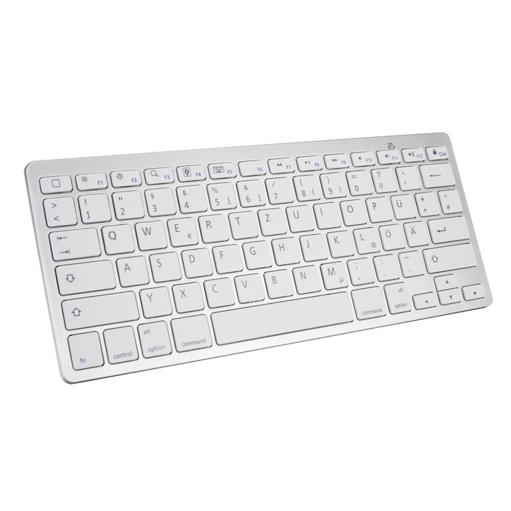 Tastatura Bluetooth, AMRINUGL, 78 taste, alb argintiu, 28.5x12x0.5cm