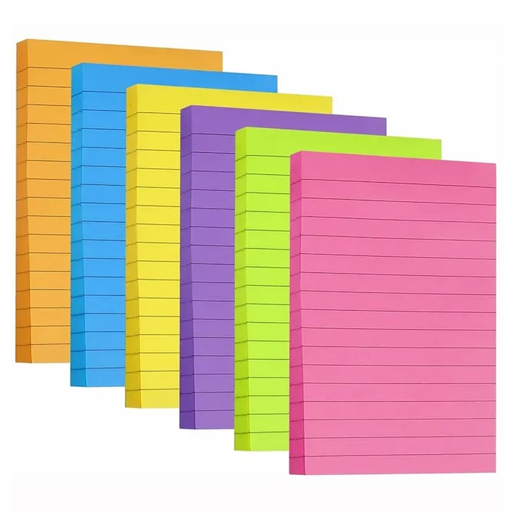 Set 6 Notepad-uri Colorate, AMRINUGL, 4x6 in, Multicolor