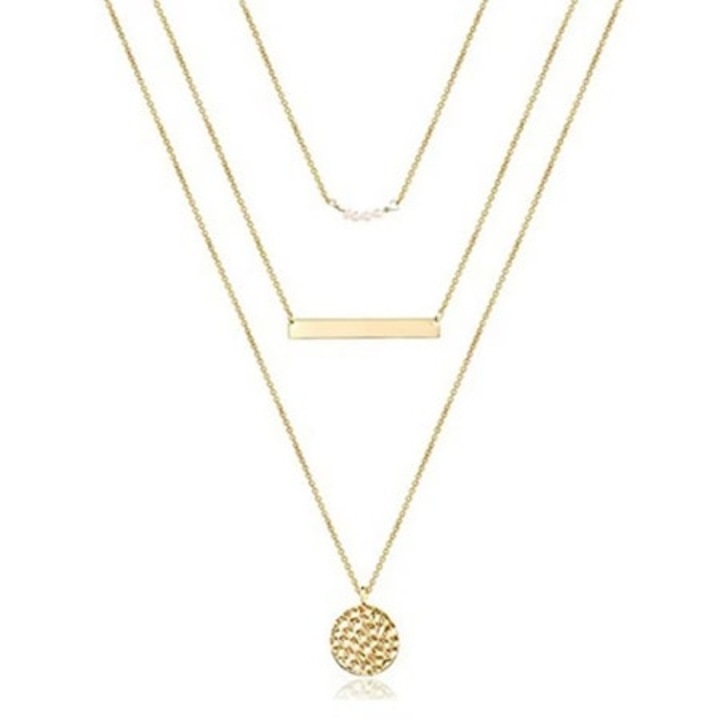 Set 3 coliere pentru femei, AMRINUGL, placate cu aur