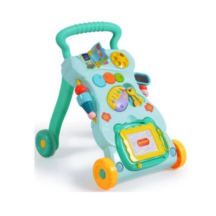 AMRINUGL bébikomp, 2 az 1-ben, interaktív tevékenységek, világoszöld, 6-12 hónapos korig