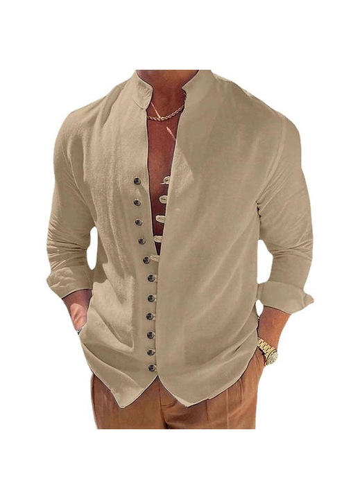 Camasa cu maneci lungi pentru barbati Amrinugl, Bumbac, Bej