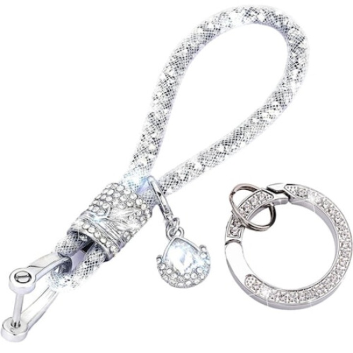 Breloc cu pandantiv, AMRUGL, aliaj, argintiu, design multifunctional, 4.7 inch