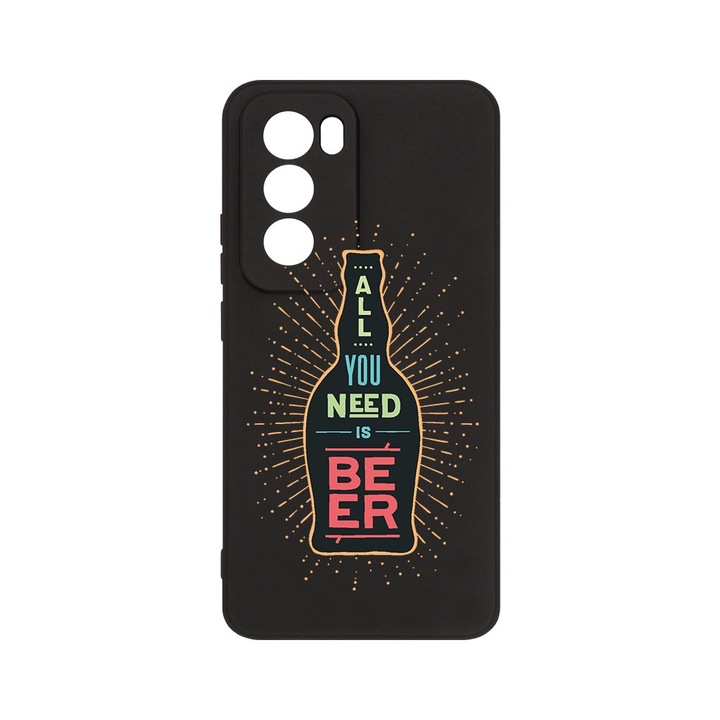 Силиконов калъф BestCase за OPPO Reno12 Pro, All You Need Is Beer, SLIM 1.2MM, Microfiber interior, Premium Soft Liquid Silicone, Black, PB 790