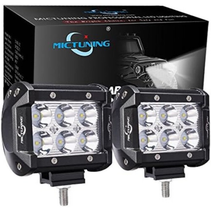Set 2 proiectoare LED 4", AMRINUGL, 18W, 1260 lumeni, waterproof, 9-30V