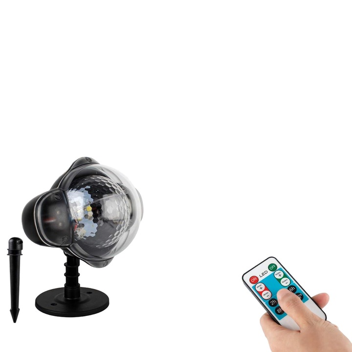 Lampa de proiectie LED, AMRINUGL, proiector de zapada, telecomanda, IP65, set complet