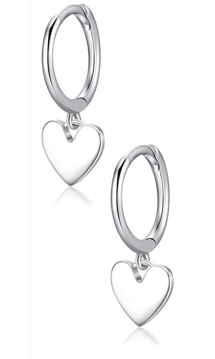 Cercei in forma de inima, AMRINUGL, argint S925, design elegant, cadou ideal pentru femei