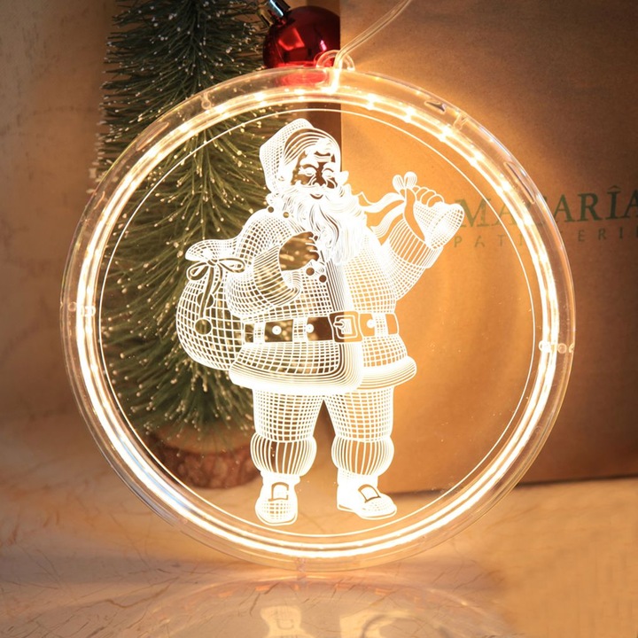 Lumini de Fereastra pentru Craciun, LED, Material Acrilic, Functionare cu Baterii, Decor Interior si Exterior