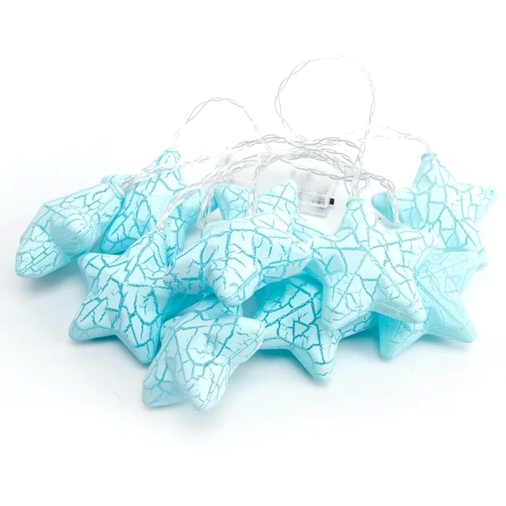 Sir luminos cu stele, AMRINUGL, 3m, 20 LED-uri, albastru, functionare cu baterii