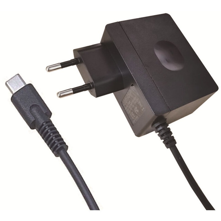 Töltő/Tápadapter kompatibilis Nintendo Switch/Switch OLED/Switch Lite konzollal, USB-C 15V 2.6A gyorstöltés, kompatibilis TV dokkolóval, rövidzárlat/túlfeszültség/túlmelegedés elleni védelemmel, fekete
