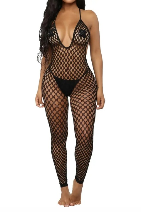 Lenjerie Sexy, Babydoll din Plasa, Negru, M