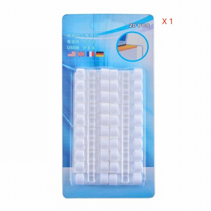 Set de 20 cleme pentru cablu, AMRINUGL, autoadezive, transparente, pentru cabluri de alimentare