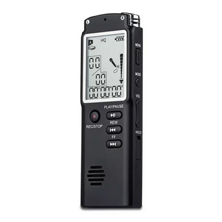 Цифров рекордер, AMRINUGL, 32GB, 220 mAh, MP3/WAV запис, 15 часа автономност, черен