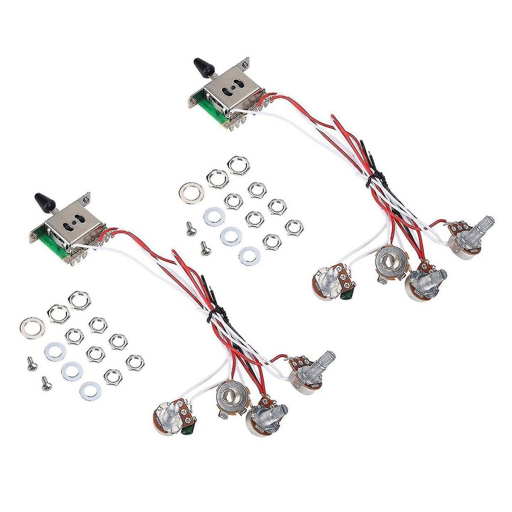 Set cablaj preasamblat pentru chitara Strat, AMRNUGL, 1 volum, 2 tonuri, 5 pozitii, 18x16mm