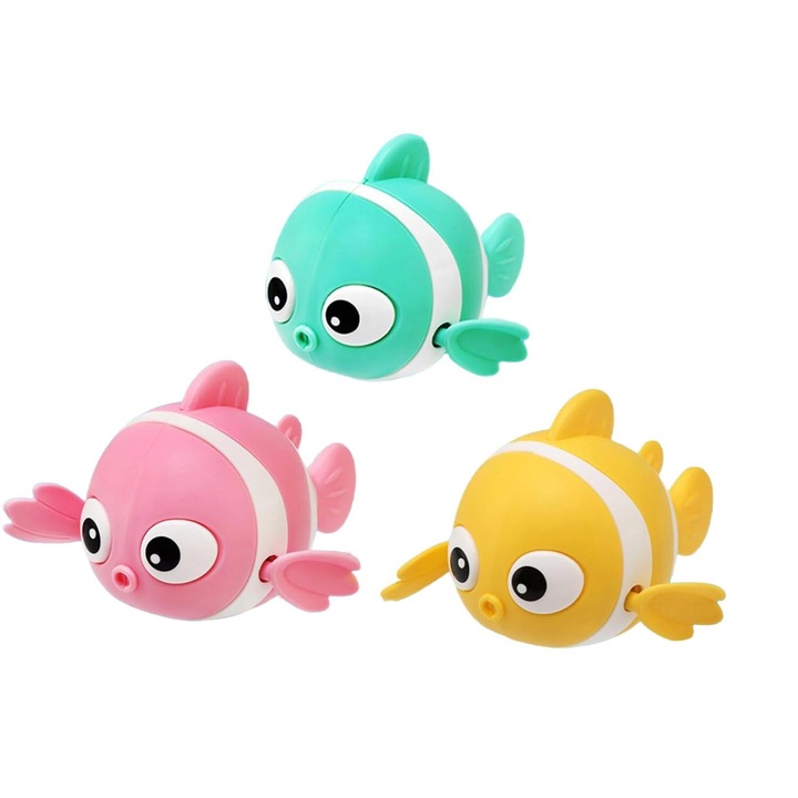 Fürdőjáték készlet gyerekeknek, AMRINUGL, 3 színes hal, biztonságos és elem nélkül, szórakoztató
