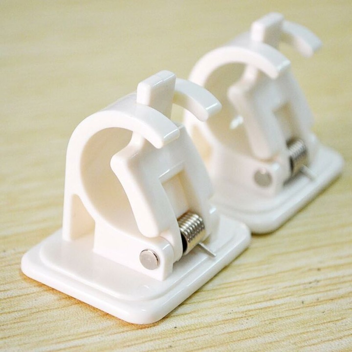 Suporturi adezive pentru draperii, set 2, plastic alb, 3.2x4.2x4.4cm