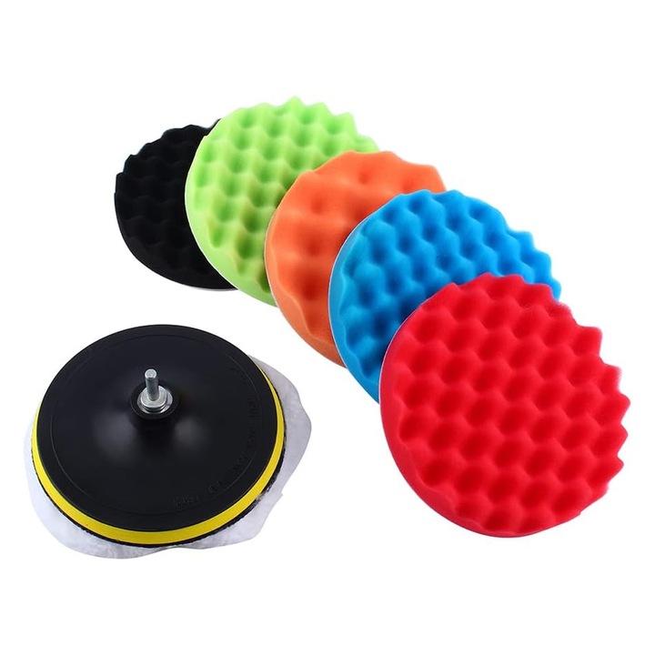 Set 8 bureti lustruire si ceruire auto multicolor 5 inch
