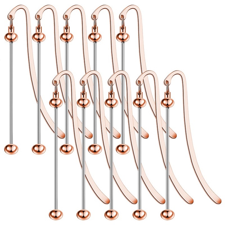 Set 10 Semne de Carte Personalizabile, Lanturi din Otel Inoxidabil, roz