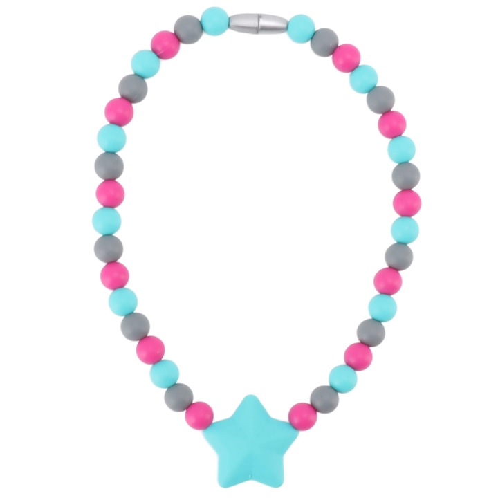 Колие за никнене на зъбки за бебе, AMRINUGL, силикон, гъвкаво, безопасно, 30x2см